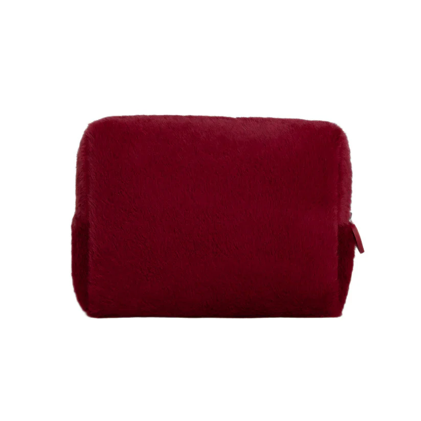 Flauschige Beauty-Accessoires – Bordeaux – Kosmetikkoffer