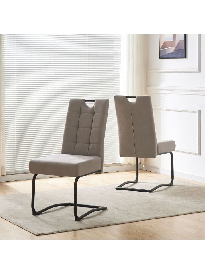 B&D Home 2er-Set: Esszimmerstuhl SOFIA in Grau - (B)48 x (H)96 x (T)60 cm günstig kaufen onesize