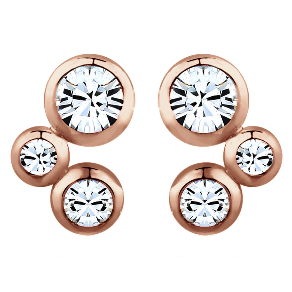 Elli Elli Boucles d'Oreilles Bouchon Geo pour Femmes avec Cristaux en Argent Sterling  Boucles d'oreilles