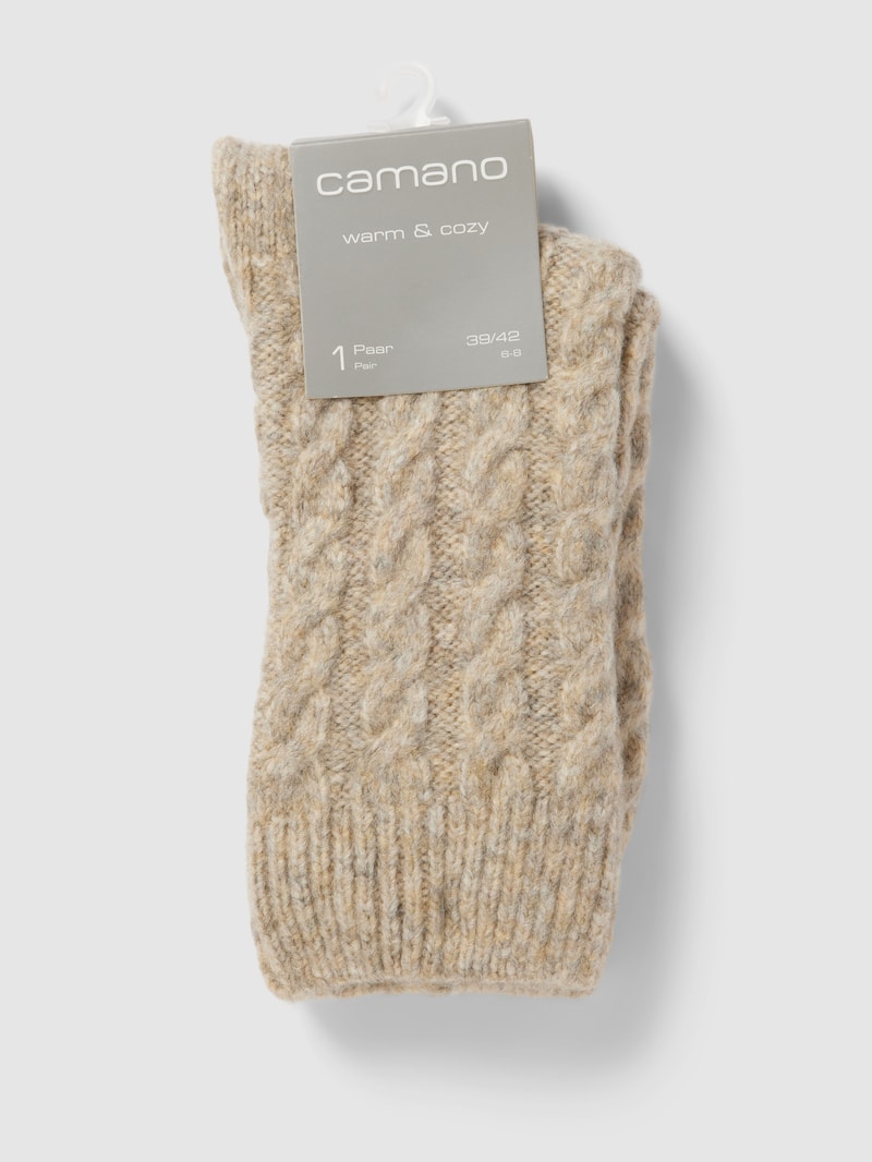 Socken mit Zopfmuster in beige