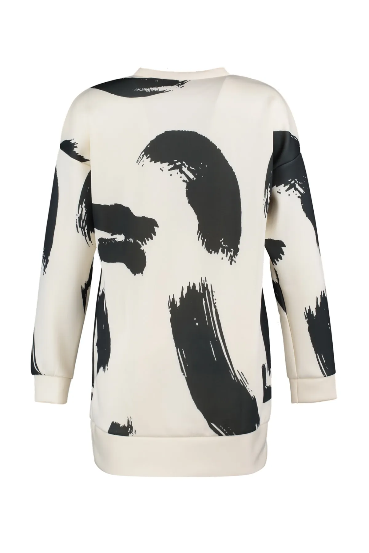 Trendyol Modest  Weißes gemustertes Scuba-Strick-Sweatshirt mit Rundhalsausschnitt TCTAW23TW00049
