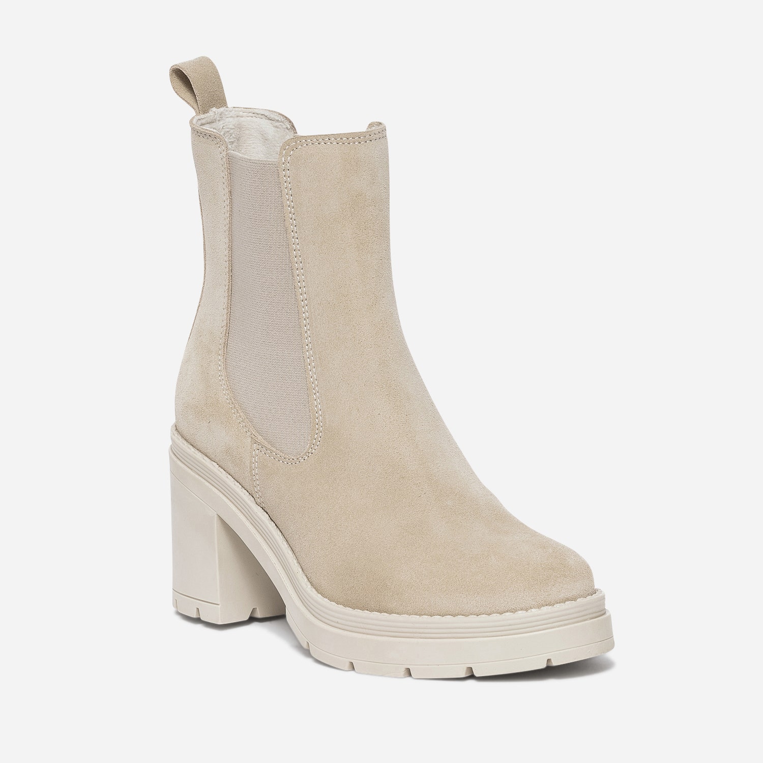 Chelsea boots TEXTO beige éco-conçu en cuir velours