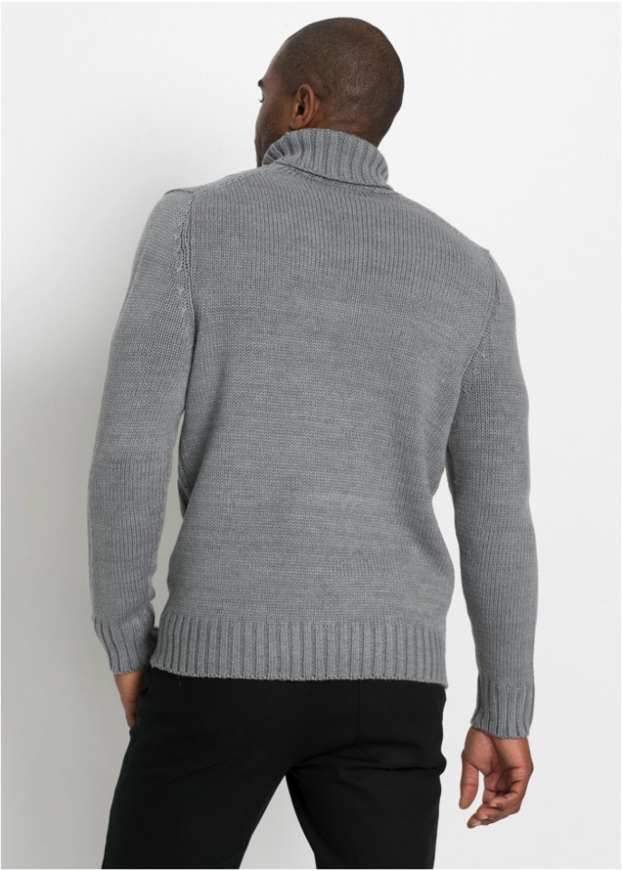 Rollkragenpullover mit Zopfmuster