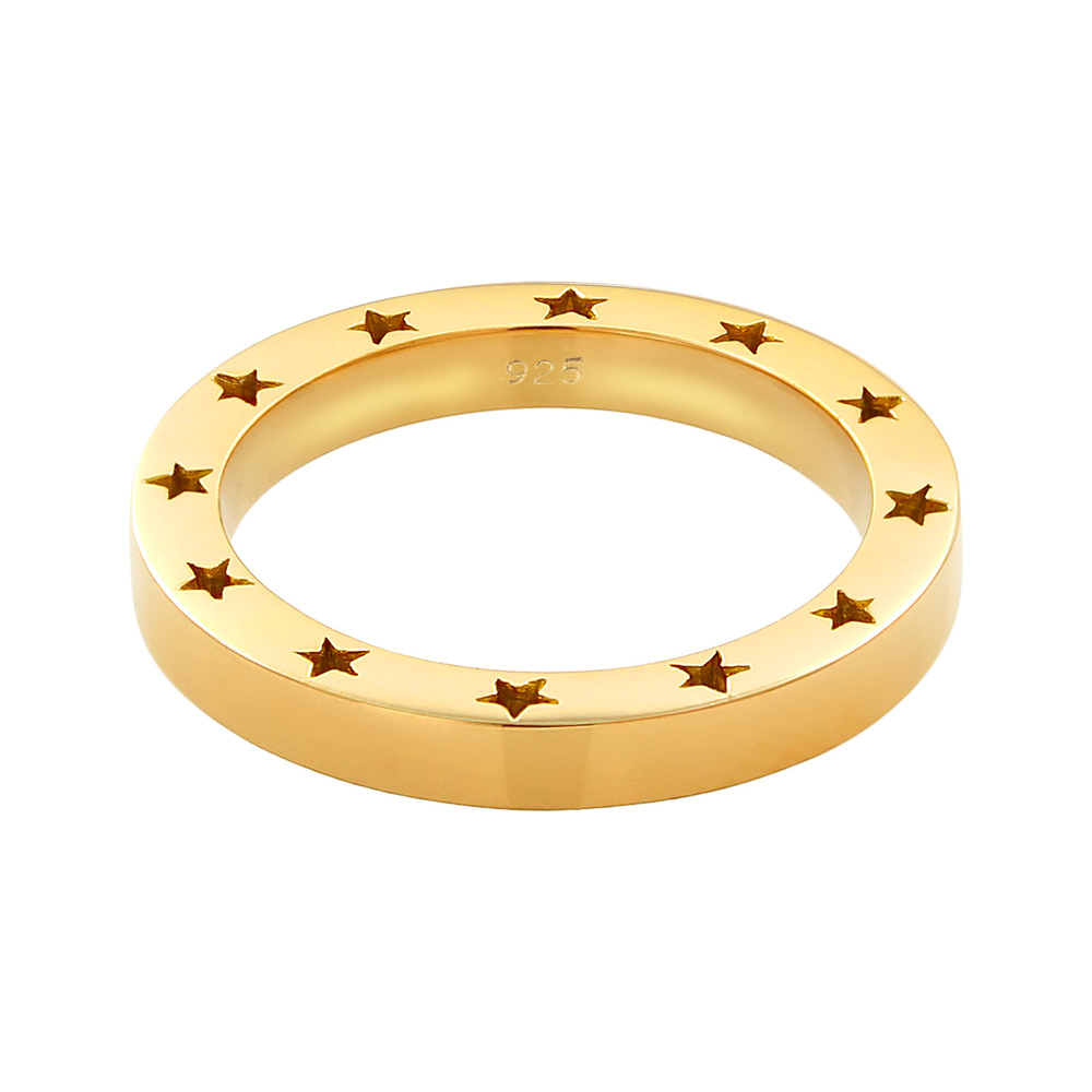 Elli Elli Bague Coeur Cut-Out Filigrane Bague Femme - (925/1000) Argent Plaqué Or Bague