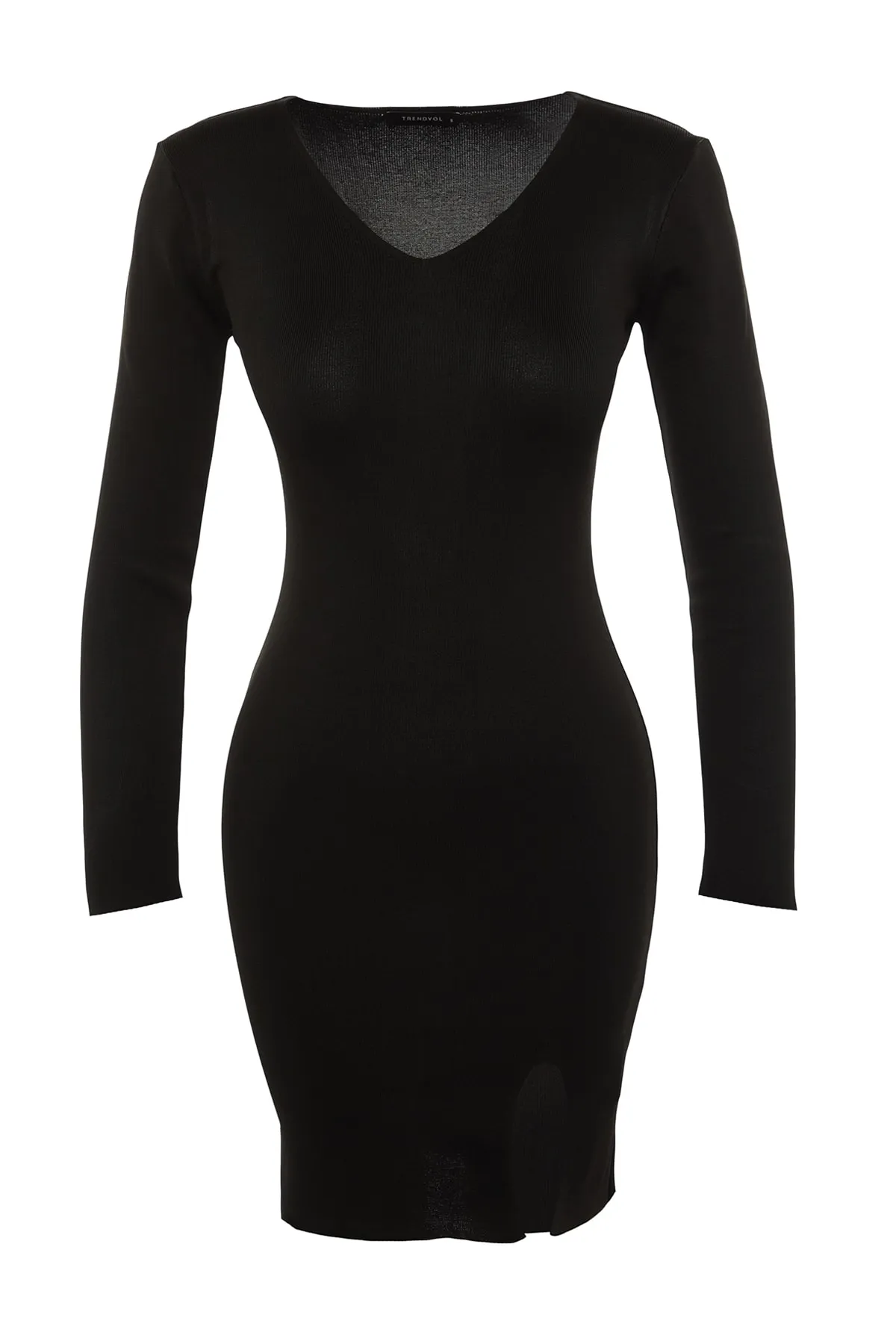 Trendyol Collection  Schwarzes, geschlitztes, detailliertes Strickkleid TWOAW23EL00021