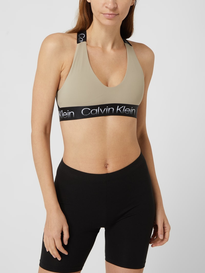 Bustier mit Logo-Bund in beige