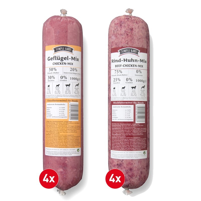 Simple BARF BARF/ Frostfutter Simple BARF Rind Huhn Paket 8x1000g