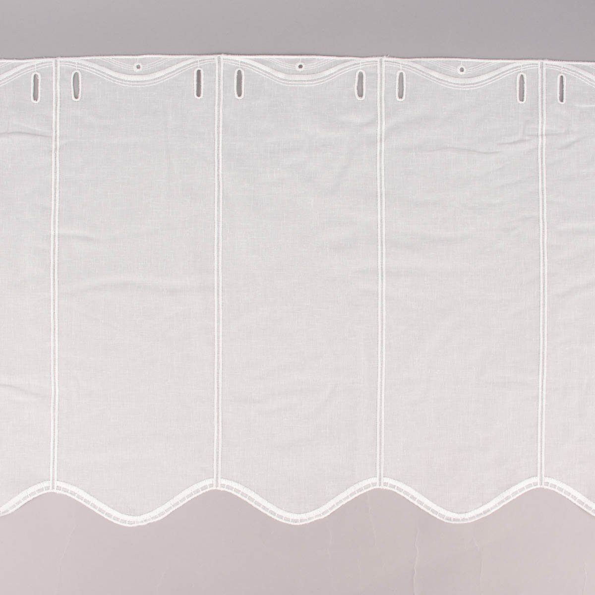Meterware Scheibengardine nähfrei Stickerei Leinenlook ecru 45cm, SCHÖNER LEBEN., leicht perforiert, Stickerei/Stickstoff, bestickt, pflegeleicht