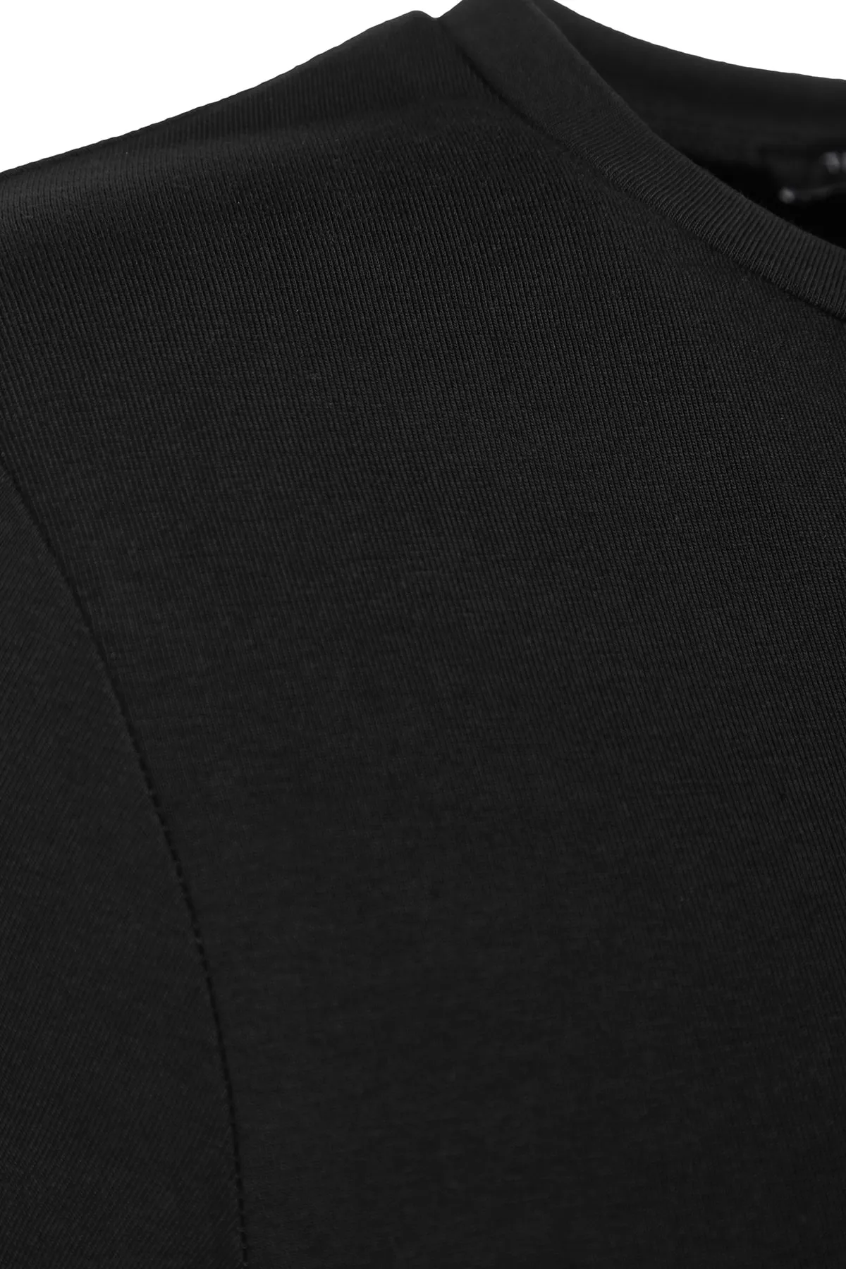 Trendyol Collection  Schwarzes, kurzärmliges, tailliertes/tailliertes, flexibles Midi-Bleistiftkleid aus Baumwolle mit Strickmuster TWOSS23EL00313