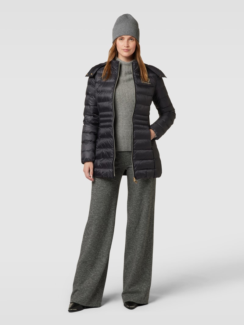 Steppjacke mit Logo-Print in schwarz