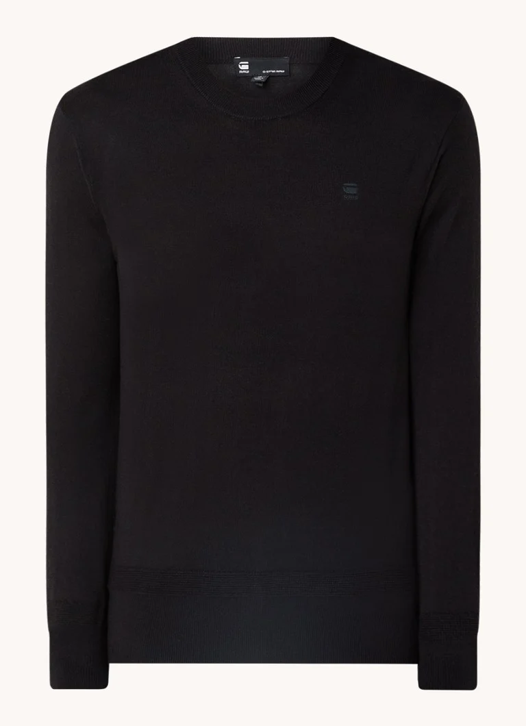 G-Star RAW Fine-knit merino wool pullover with logo embroidery