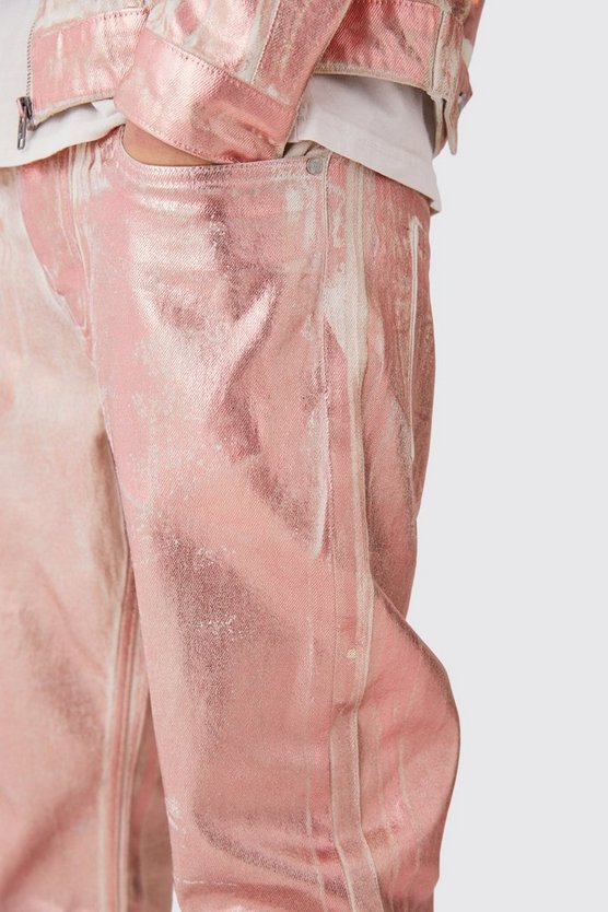 Slim-Fit Jeans mit Metallic-Print
