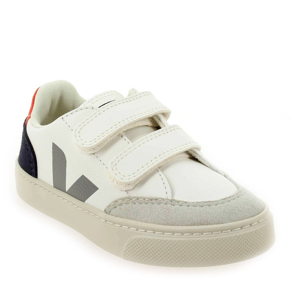 Veja  SMALL V12 VELCRO - Blanc Marine