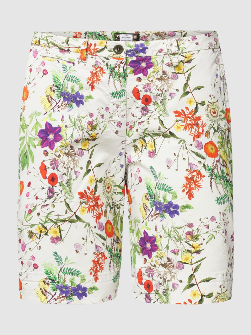 Bermudas mit Allover-Muster Modell 'JACQUELINE CURVY' in offwhite