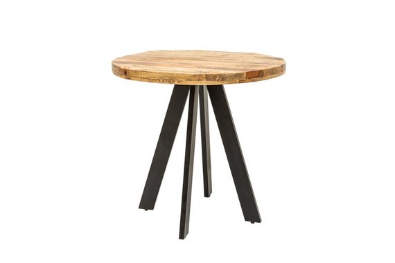 riess-ambiente Esstisch IRON CRAFT 80cm natur, Massivholz · rund · Küchentisch · Mangoholz