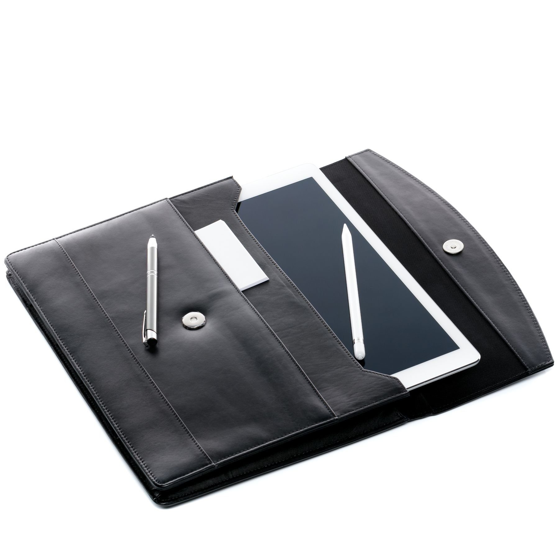 FERGÉ Aktenmappe Leder Dokumentenmappe Unisex TODD, Schreibmappe Echtleder für Damen & Herren, Kofferorganizer schwarz