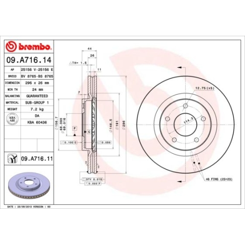 09.A716.11 BREMSSCHEIBE BREMBO VA  VP2 - ATU