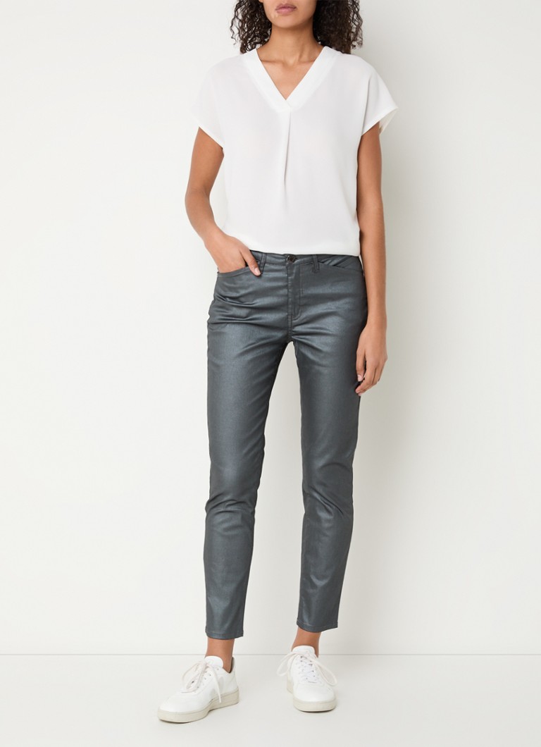 OPUS Emliy Jeans, blugi eleganți, slim fit, cu talie medie și finisaj metalic.