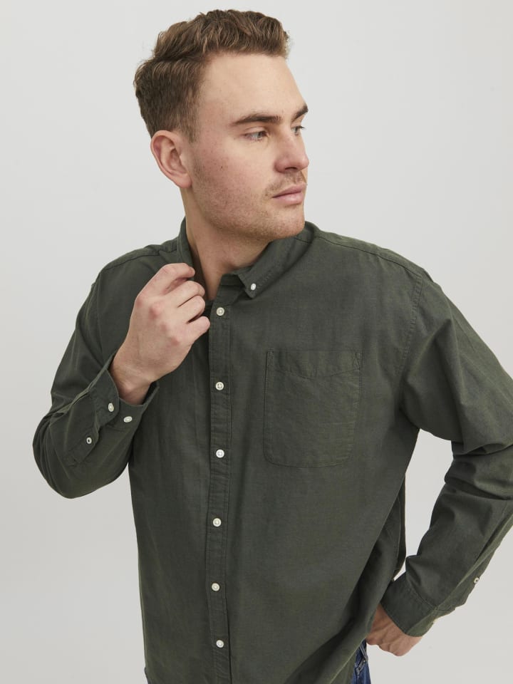 JACK & JONES PLUS Freizeithemd in Forest Night günstig kaufen