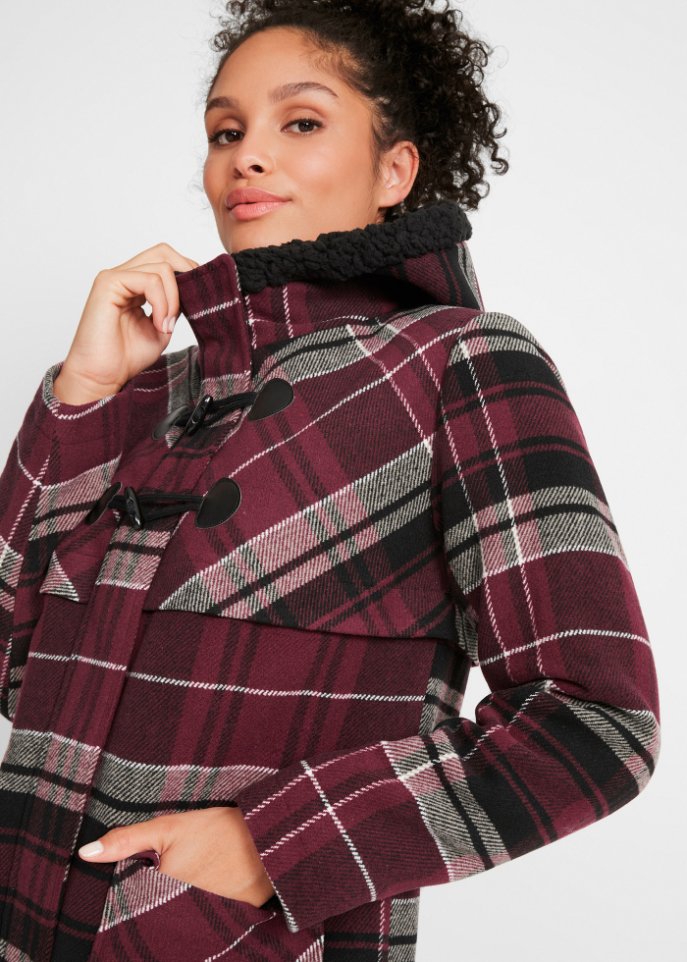 leicht wattierter Dufflecoat mit Kapuze