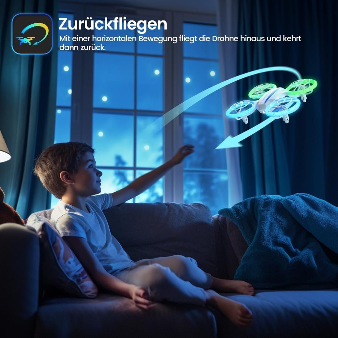 DEERC D23 Mini Drohne für Kinder,RC Quadrocopter mit 2 modulare Akkus Drohne (LED-Lichter 3D-Flips Höhenhaltung:Perfektes DrohnengeschenkfürAnfänger)