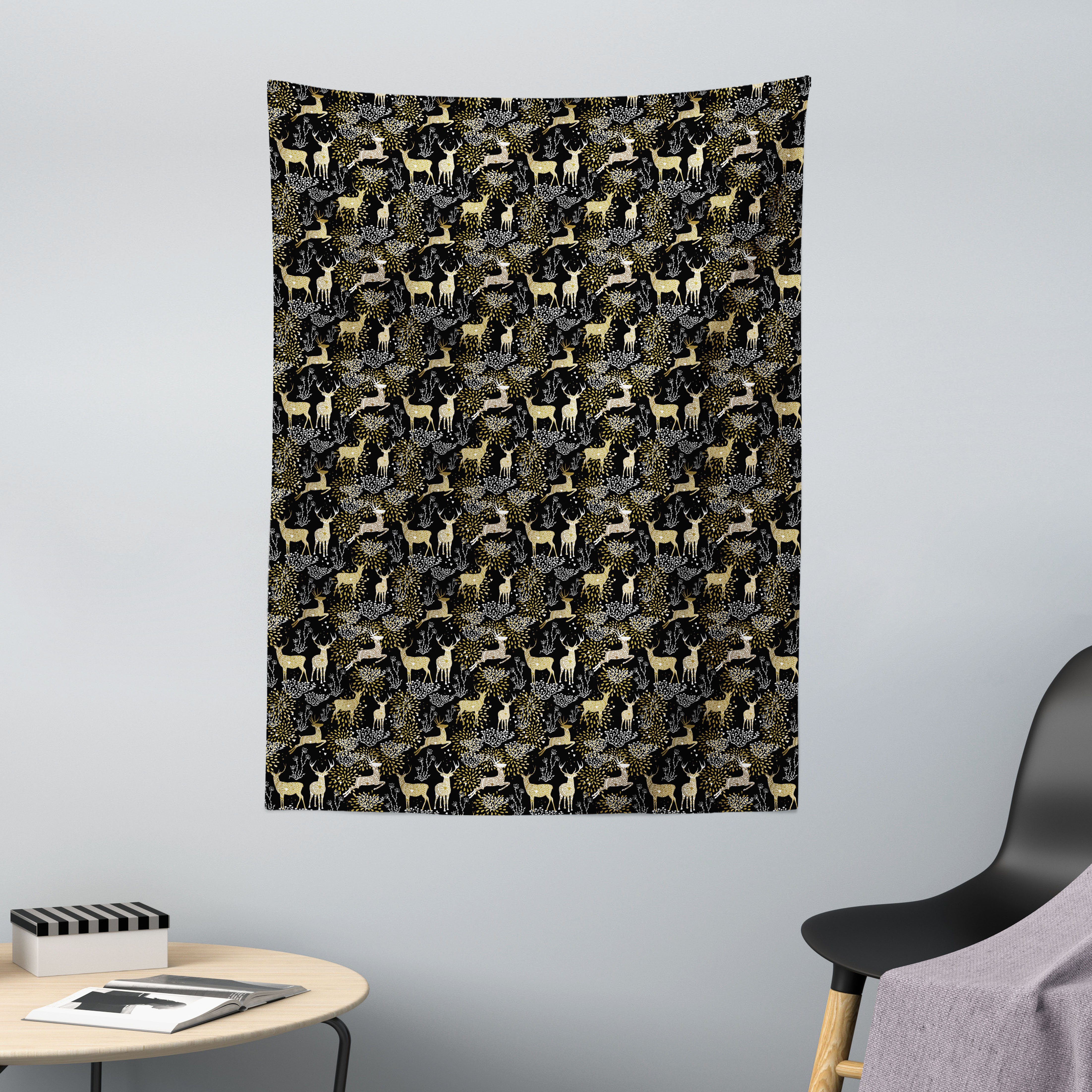 Wandteppich aus Weiches Mikrofaser Stoff Für das Wohn und Schlafzimmer, Abakuhaus, rechteckig, Weihnachten Oriental Deer