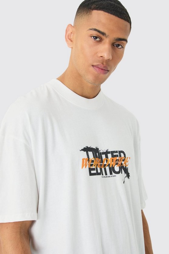 Oversize T-Shirt mit verlängerten Kragen und Limited Edition Print