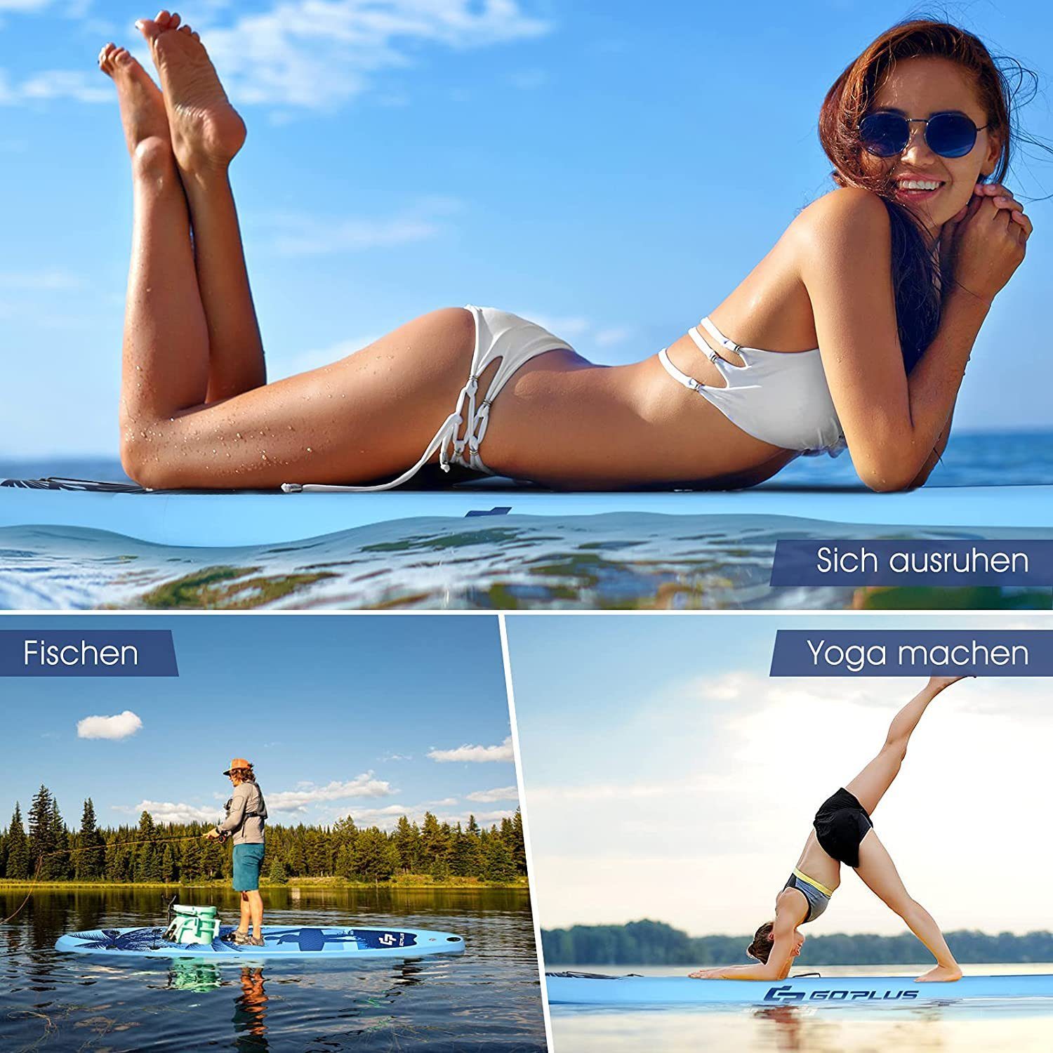 KOMFOTTEU SUP-Board Aufblasbares SUP Board, Beblasbarkeit bis zu 130 kg