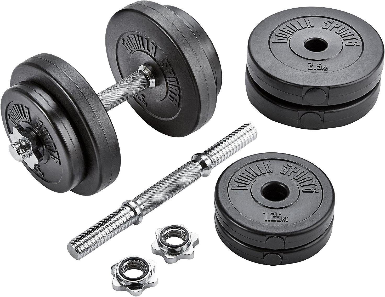 GORILLA SPORTS Kurzhantel Kurzhantelset Kunststoff 20 kg, (Spar-Set, mit Kurzhantelstangen)