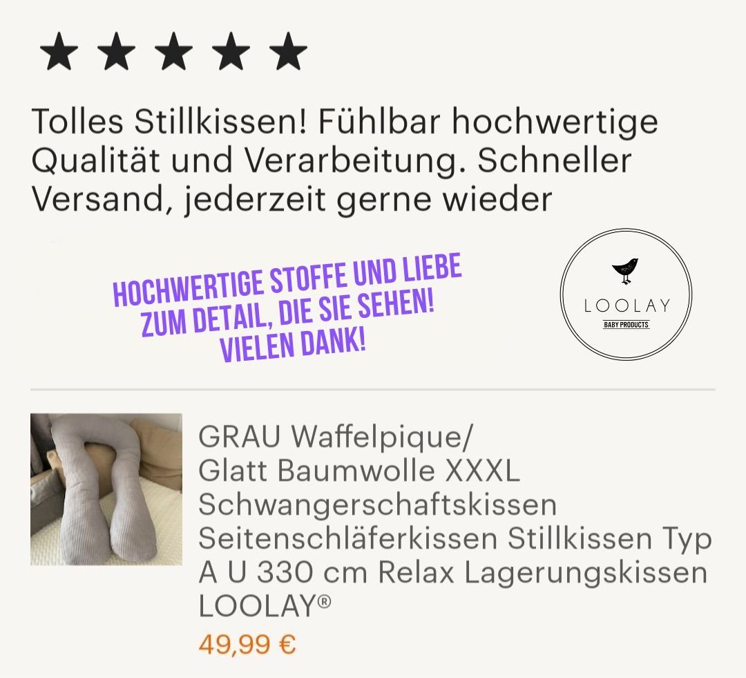 Loolay Stillkissen Schwangerschaftskissen Seitenschläferkissen Stillkissen TYP A 330cm, Attmungsaktive WAFFELPIQUE + GLATT Baumwolle XXXL Lagerungkissen; MUSTER: Waffel DUNKELBLAU/ Blau-Weiß Streifen, LOOLAY® Stillkissen + Bezug, 100% Europäische Sto