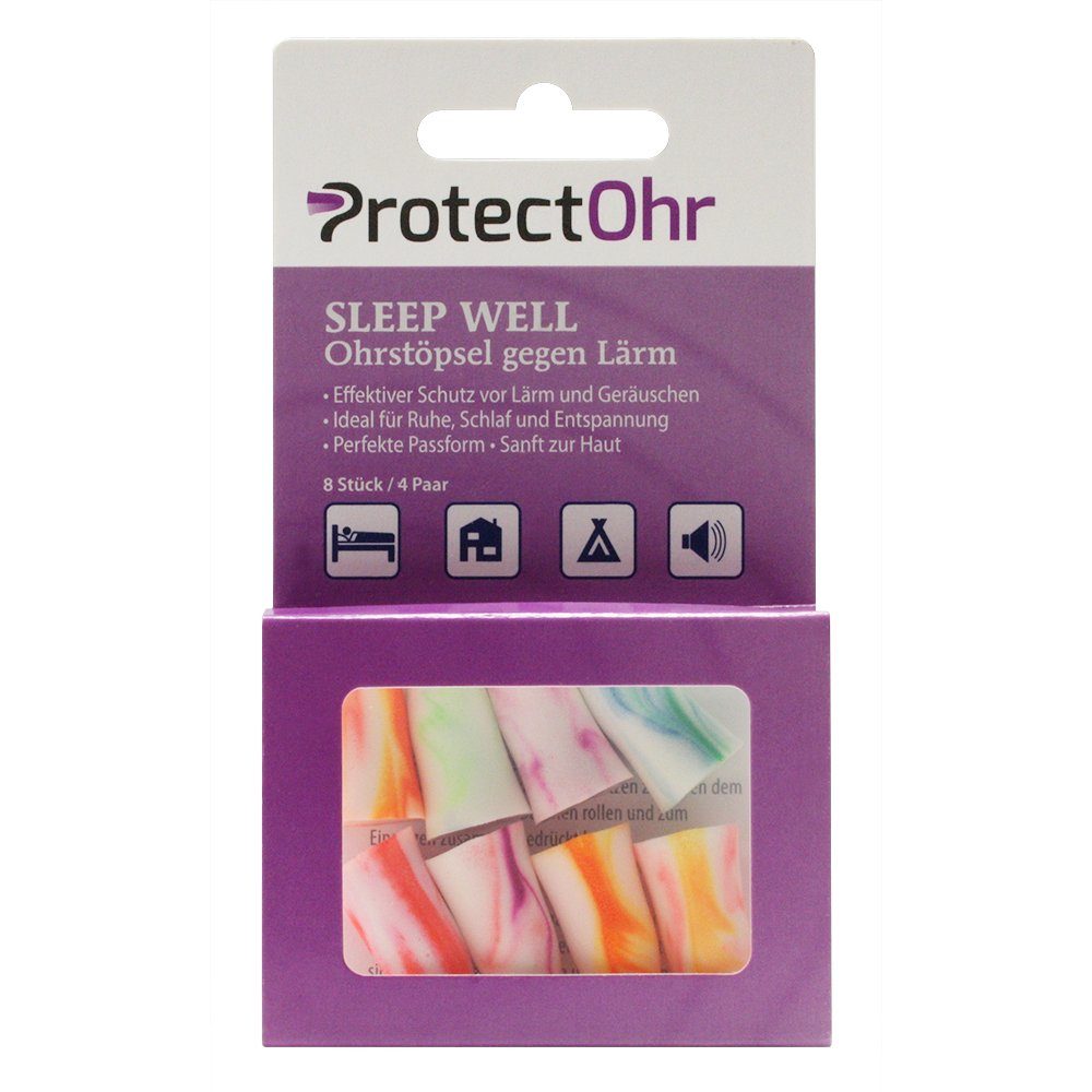 ProtectOhr Gehörschutzstöpsel ProtectOhr – Ohrstöpsel Sleep Well, Packung mit 8 Ohrenstöpseln