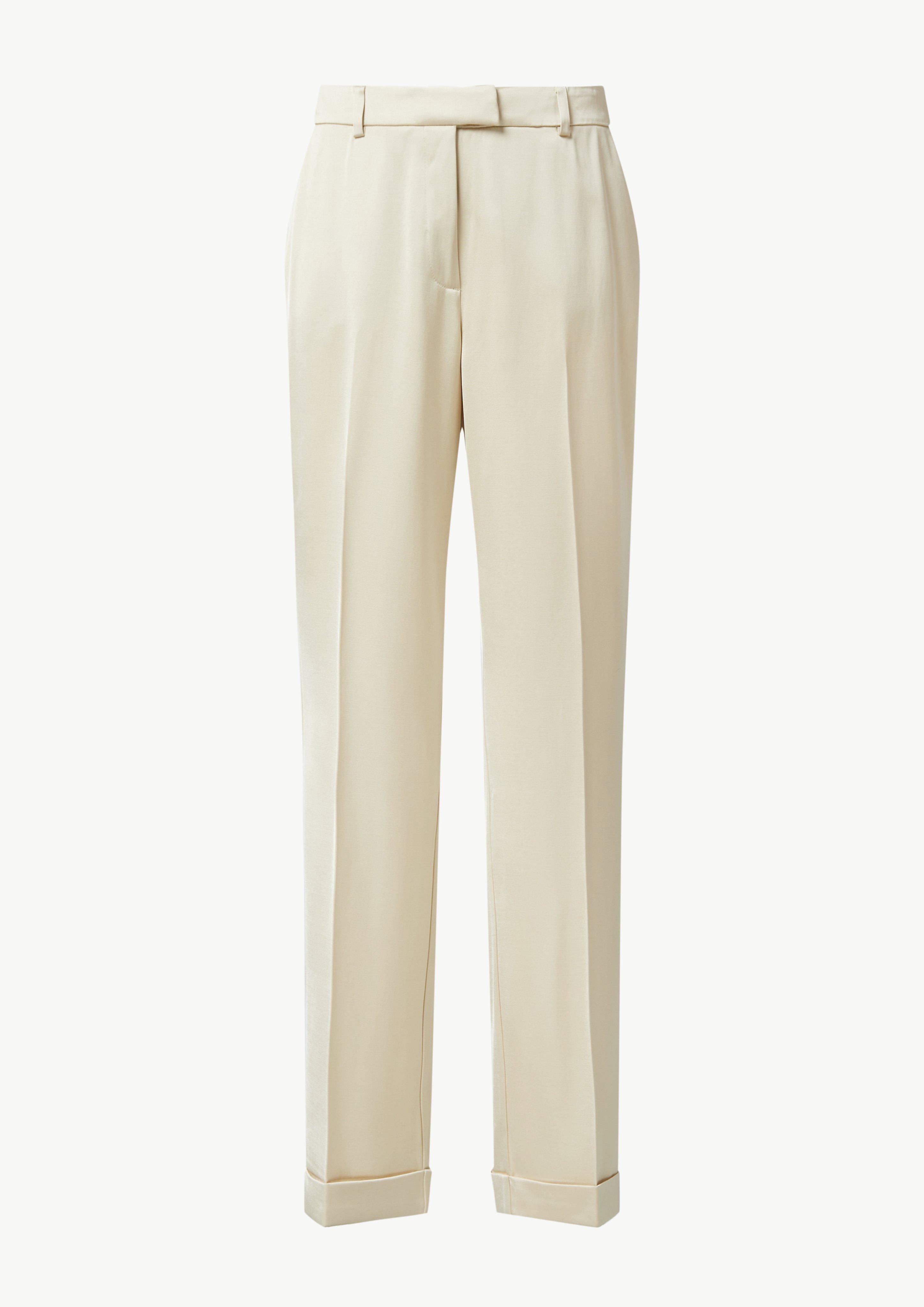 Regular: Satinhose mit geradem Bein - beige