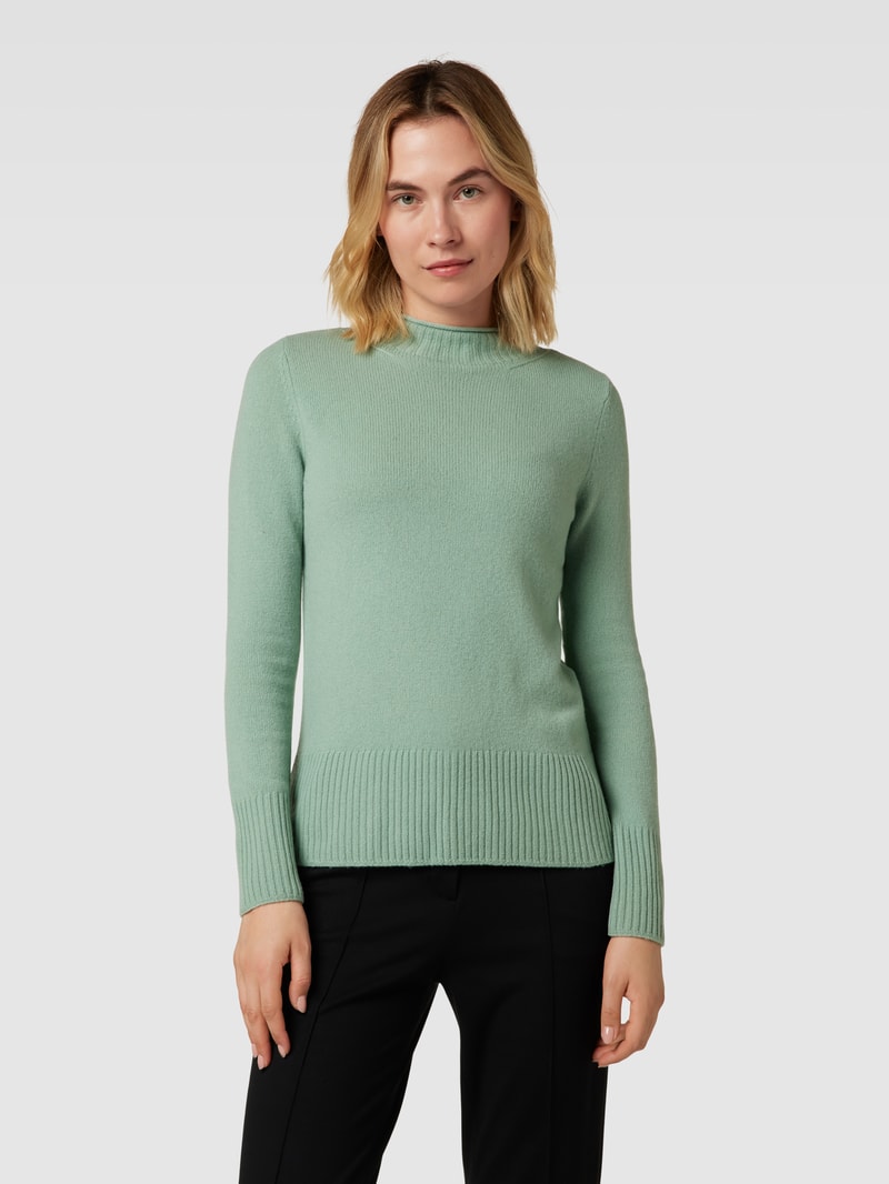 Strickpullover aus Wolle mit Stehkragen in schilf