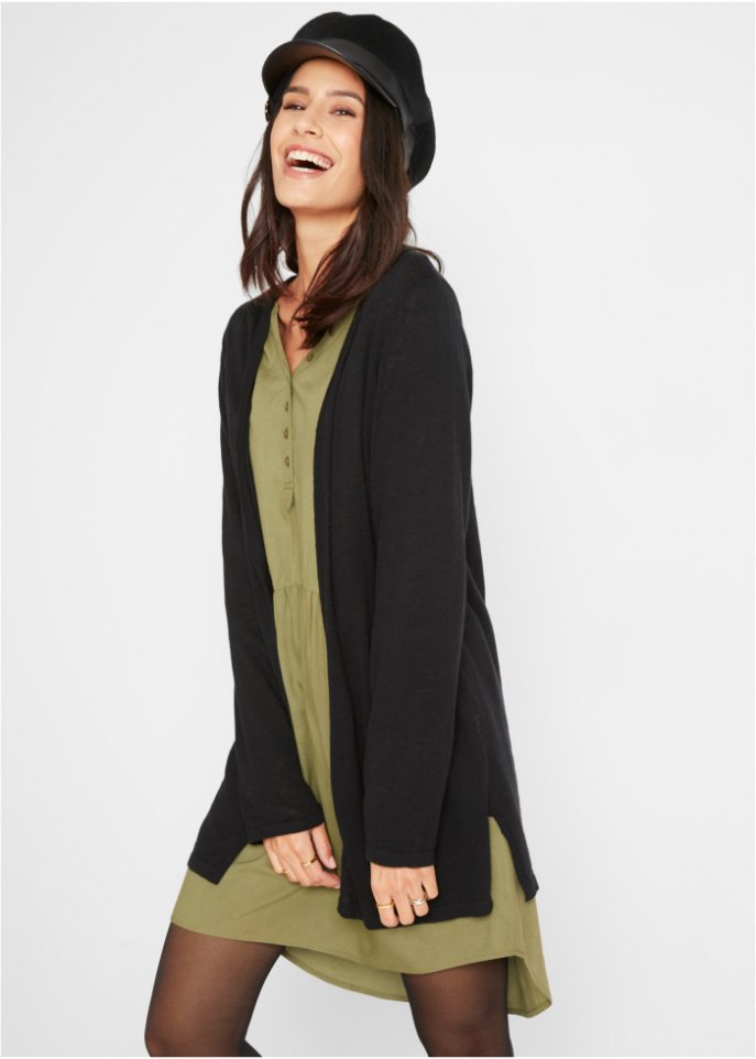 Leichte Baumwoll-Strickjacke aus Slub Qualität