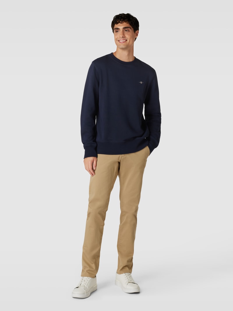 Regular Fit Sweatshirt mit Label-Stitching Modell 'SHIELD' in marineblau