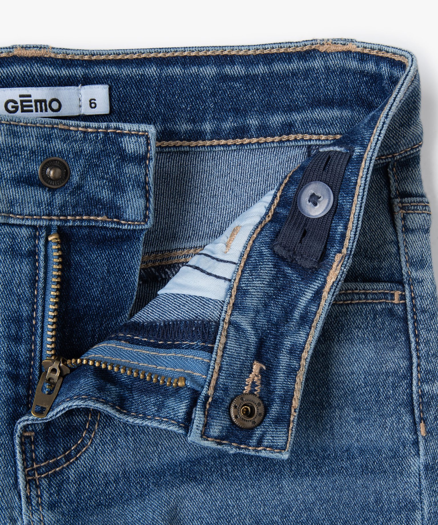 Jean fille coupe Regular coloris délavé stone | GEMO