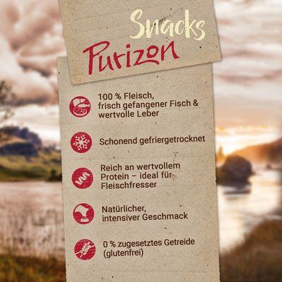 Und für zwischendurch: Purizon Snack Huhn & Fisch