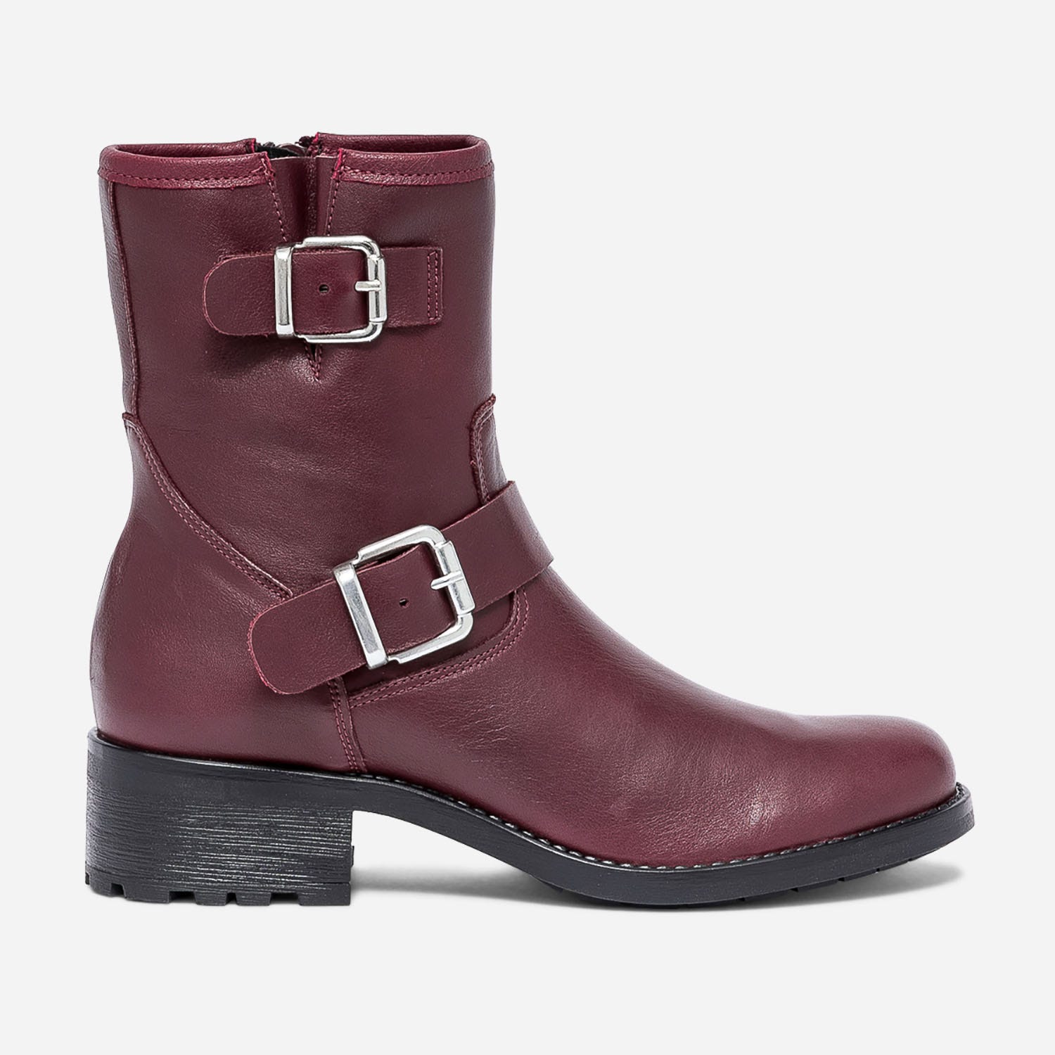 Boots TEXTO rouge foncé en cuir esprit motard