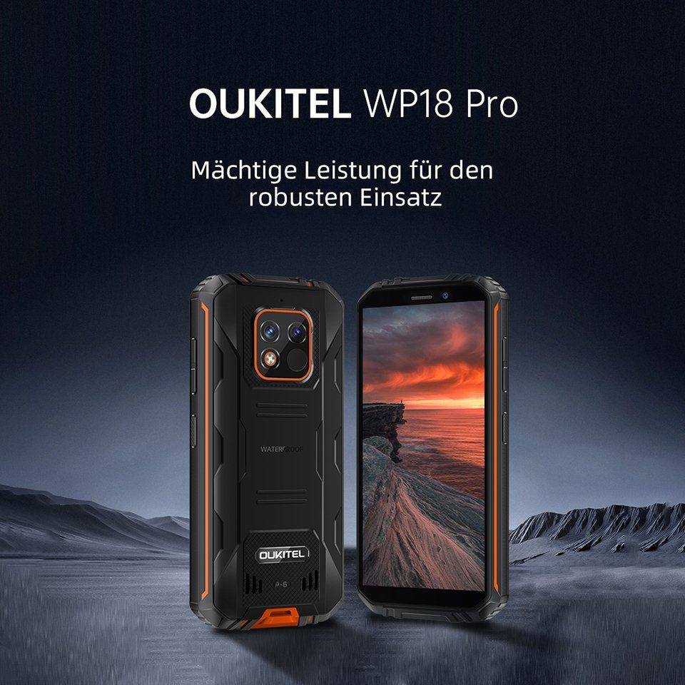 OUKITEL WP 18 pro, 4G-[Außentelefon], 64GB ROM, 12500 mAh Akku, Dual-SIM Smartphone (4 GB Speicherplatz, Android 12, 5,93'' IPS Display, 5M Frontkamera, 13M Hauptkamera hinten)