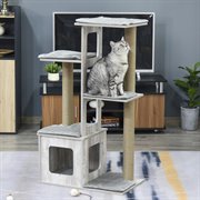 PawHut Katzenbaum Kratzbaum Aktivitätszentrum Klettergerüst Plüsch Grau