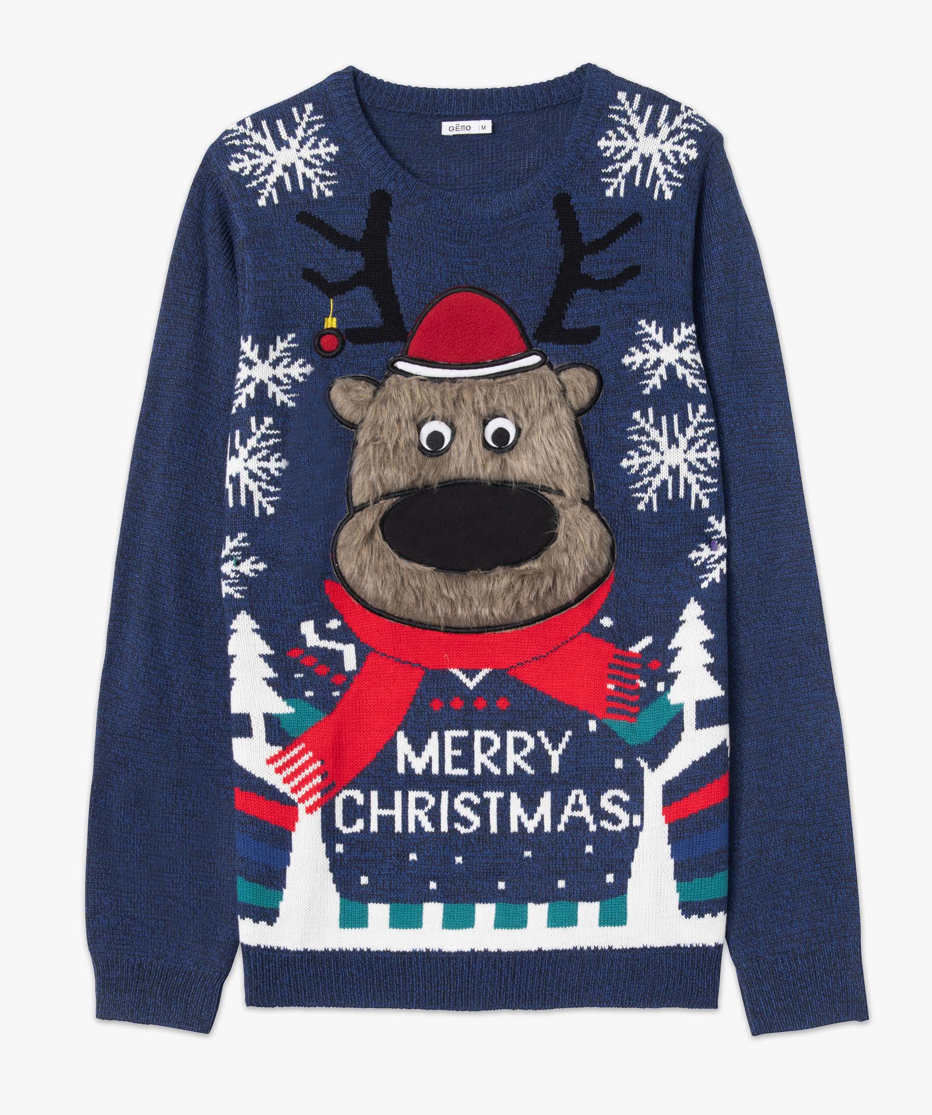 Pull de Nol homme avec motif peluche bleu fonce | GEMO