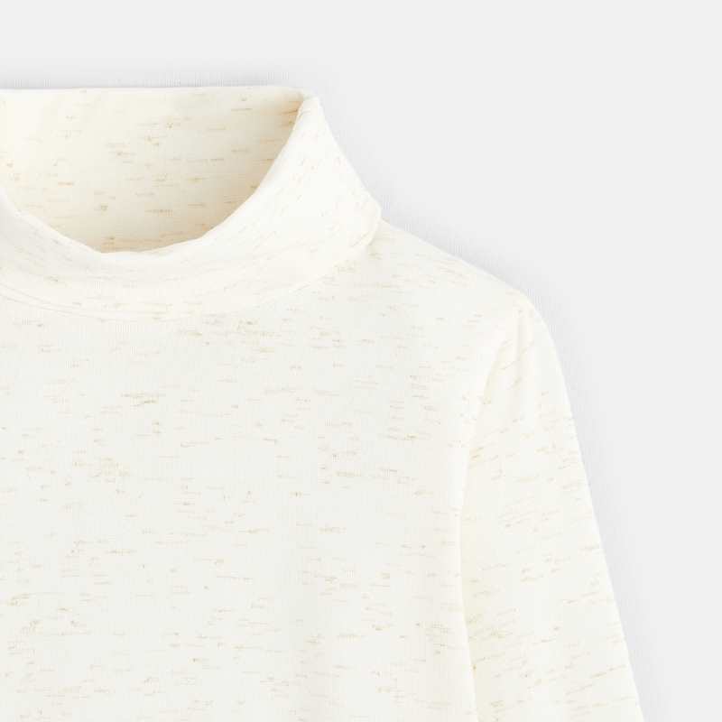 T-shirt col roulé chiné irisé beige fille
