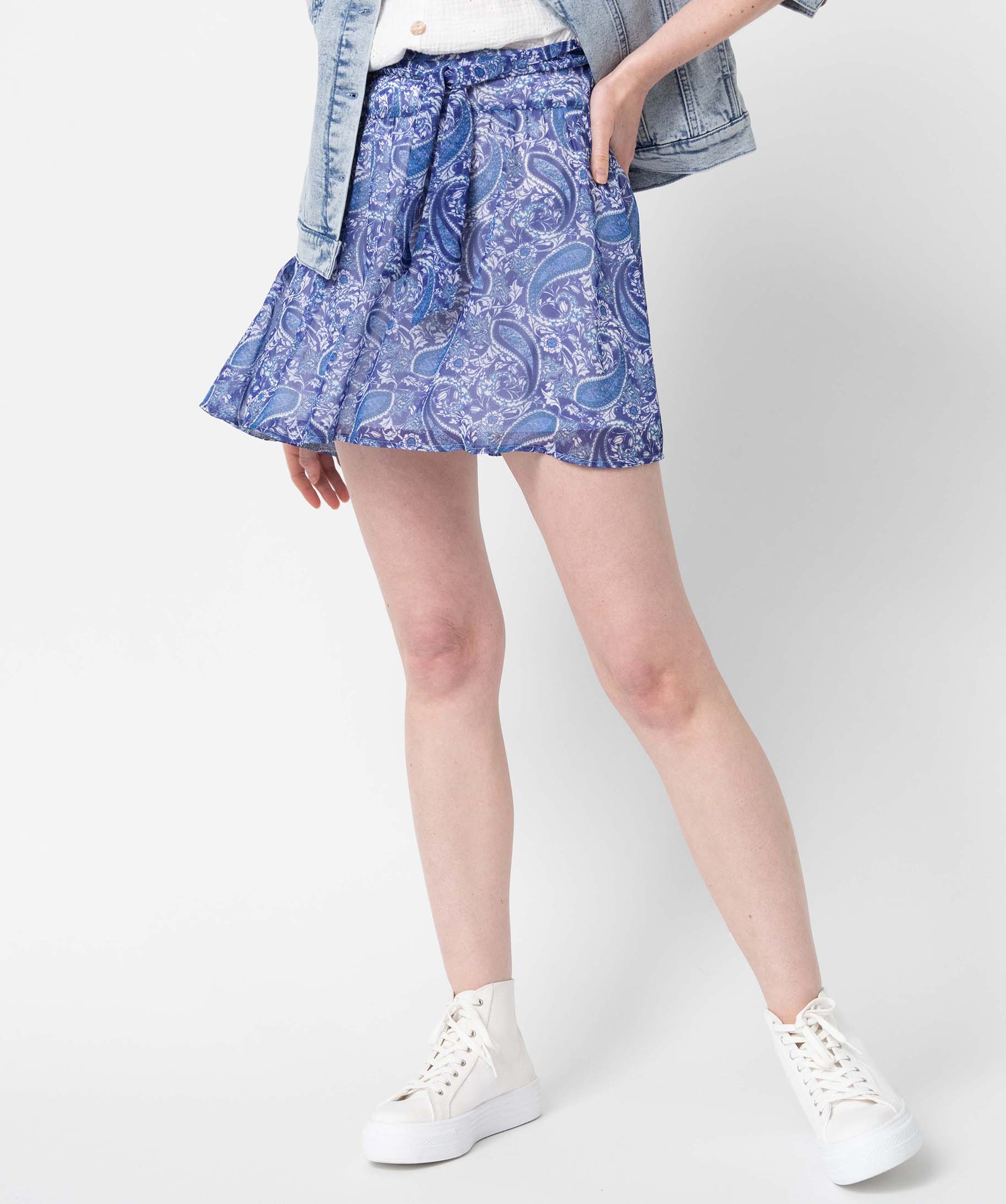 Jupe femme en voile à motifs cachemire imprime | GEMO
