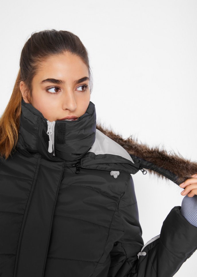 Funktions-Longjacke in 2-in-1-Optik, gesteppt