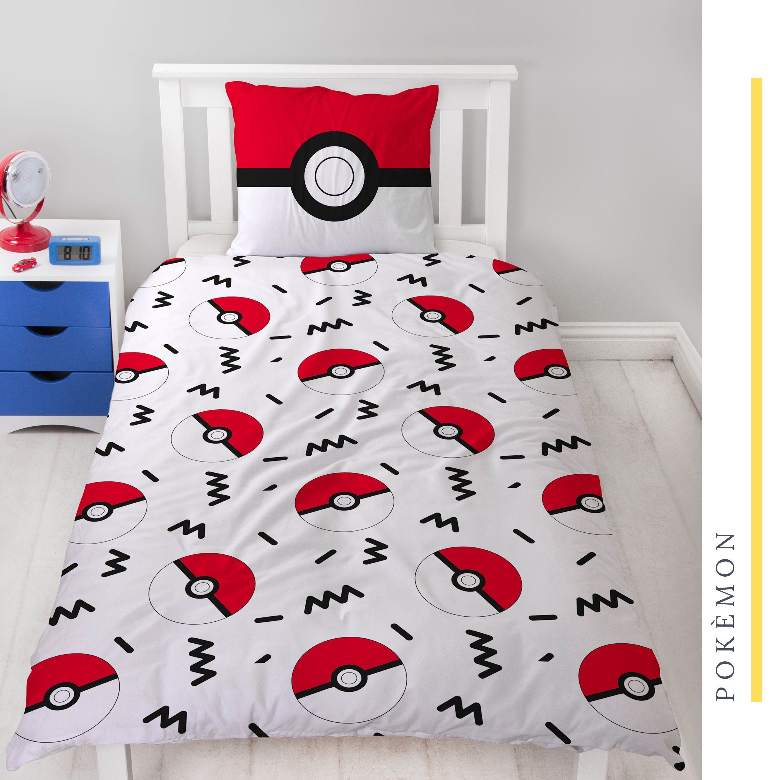 Bettwäsche Pokémon 135x200 + 80x80 cm, 100 % Baumwolle, MTOnlinehandel, Renforcé, 2 teilig, Pikachu für Kinder, Teenager, Jugend