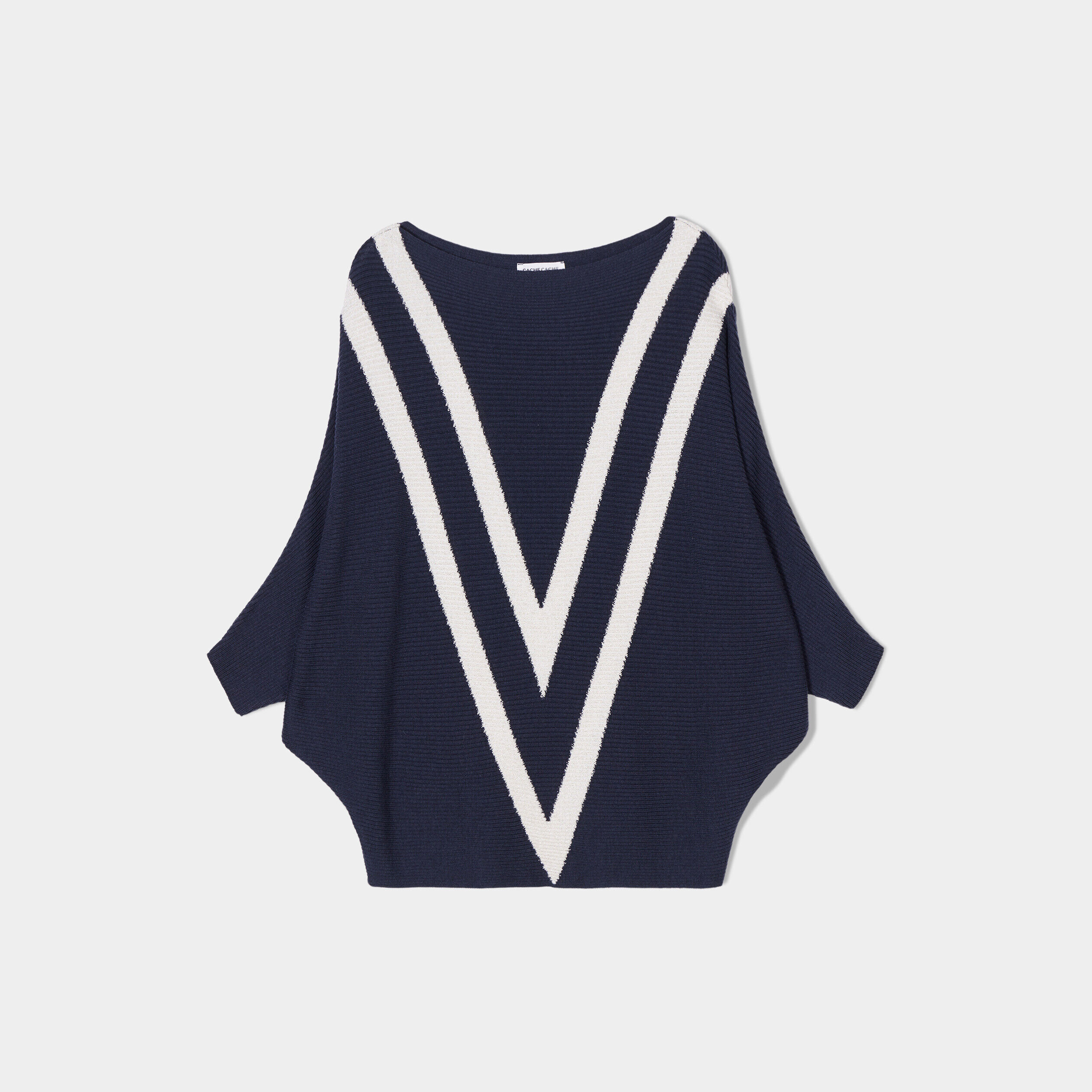 Pull manches chauves-souris bleu marine femme | Cache Cache