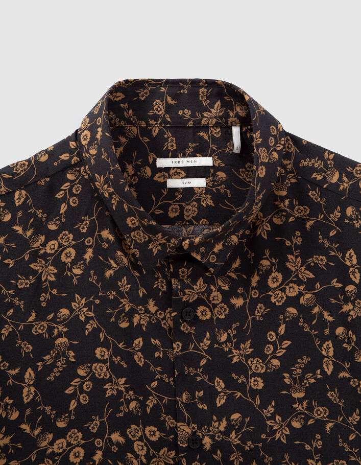Chemise SLIM noire LENZING™ ECOVERO™ motif fleurs cappuccino Homme