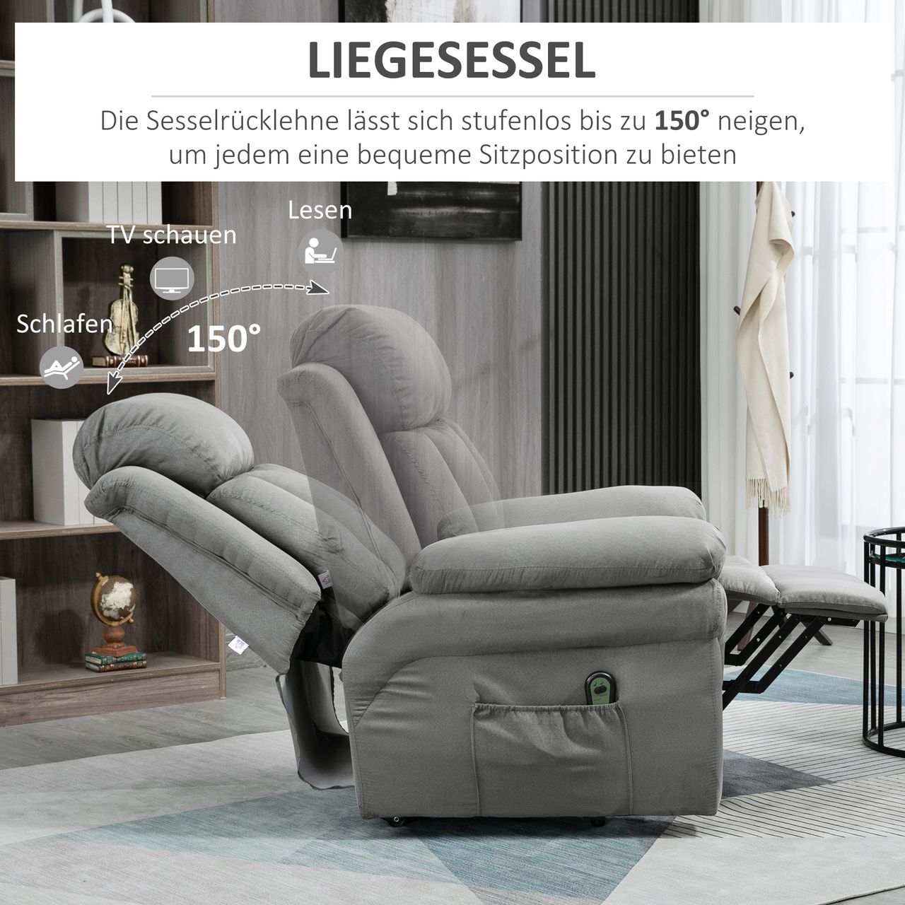 HOMCOM Elektrischer Fernsehsessel Aufstehsessel Sessel mit Aufstehhilfe