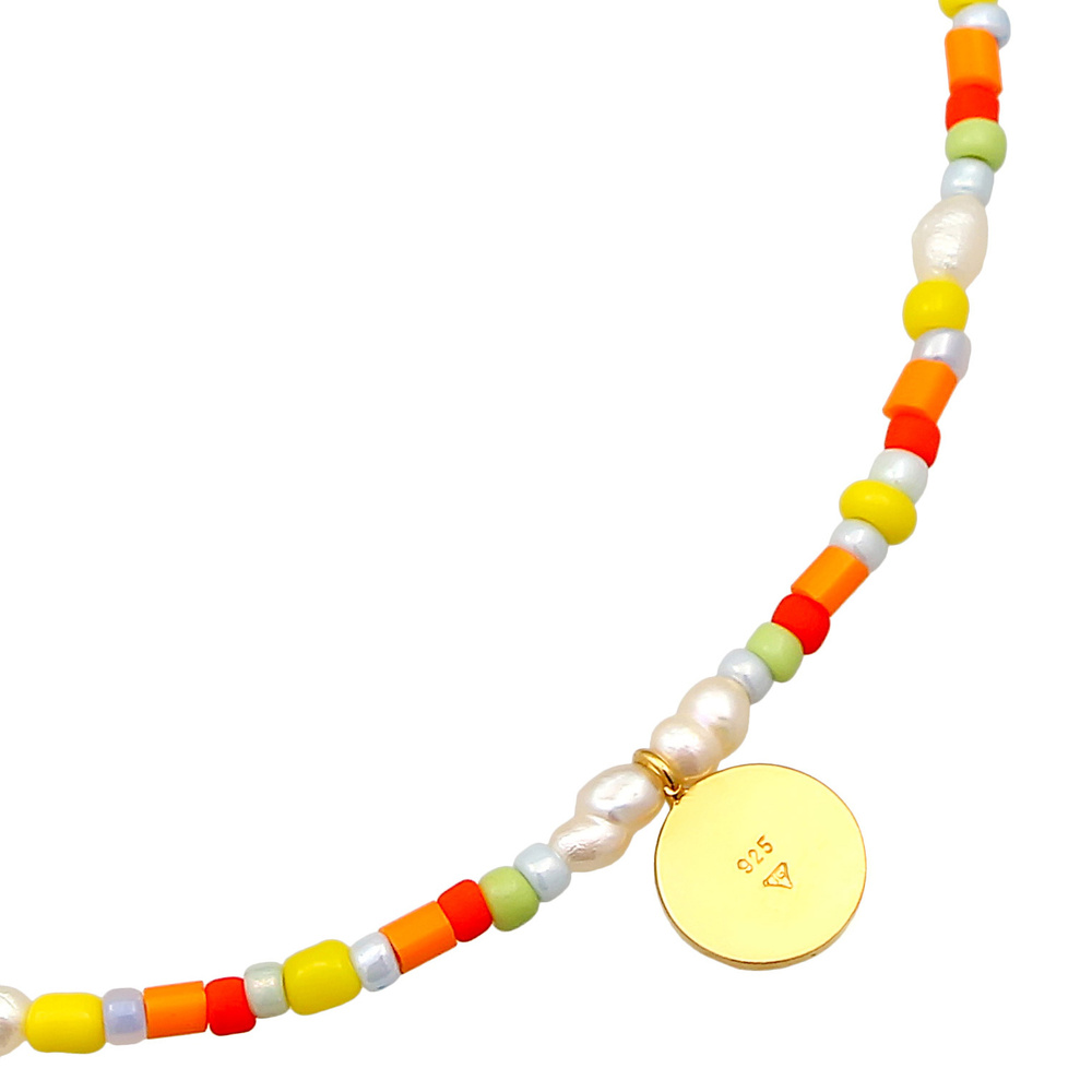 Elli Elli Collier Pendentif femme Choker plaquette Beads Boho en argent sterling 925 p collier