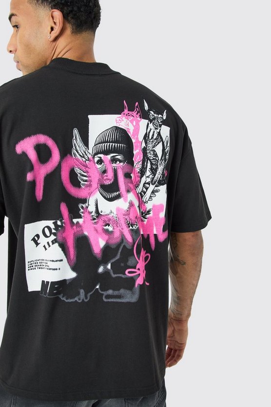 Oversize T-Shirt mit Graffiti-Print